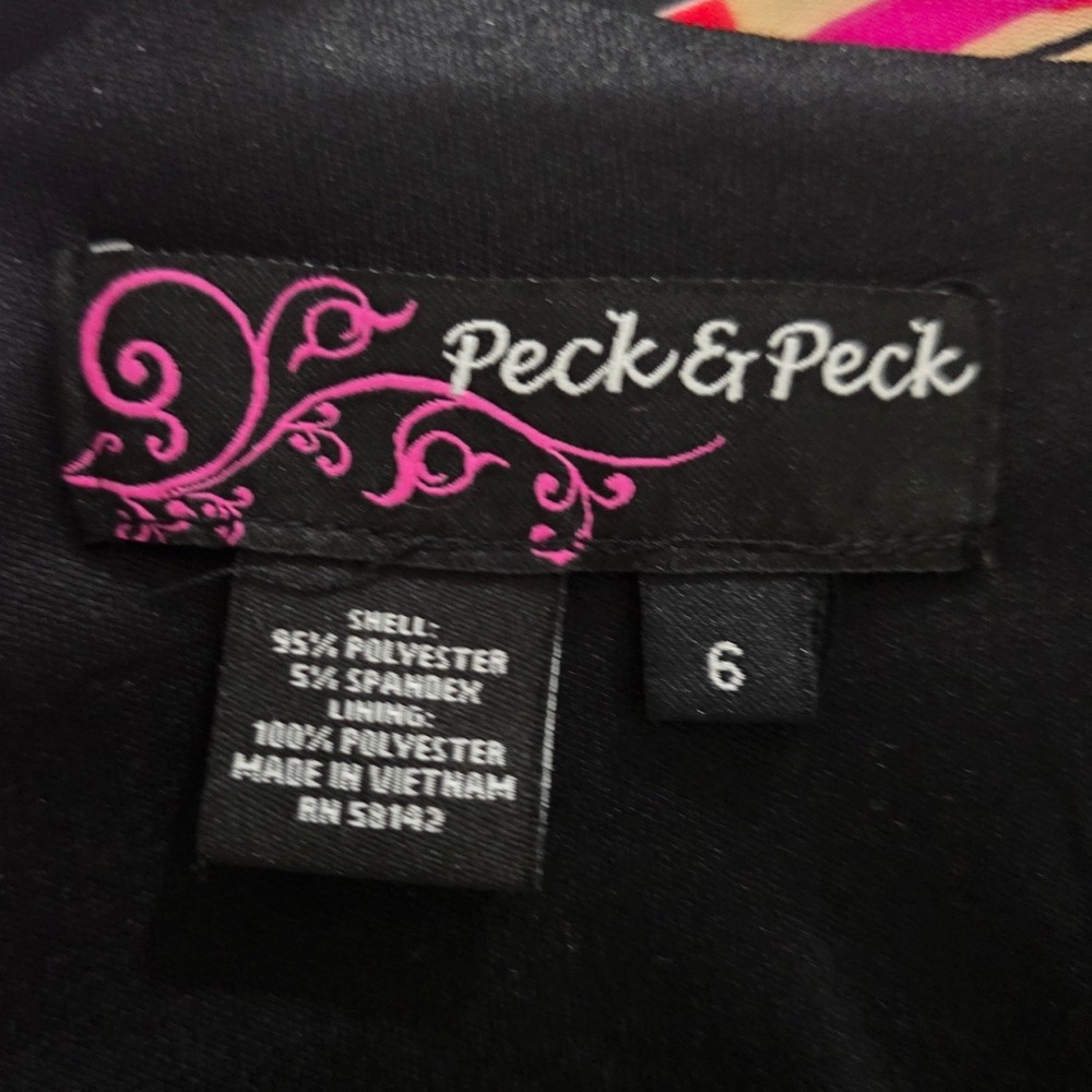 Peck‎ & Peck Women Magenta Abstract Geometric Ruched Sheath Dress Size 6 - Picture 5 of 7